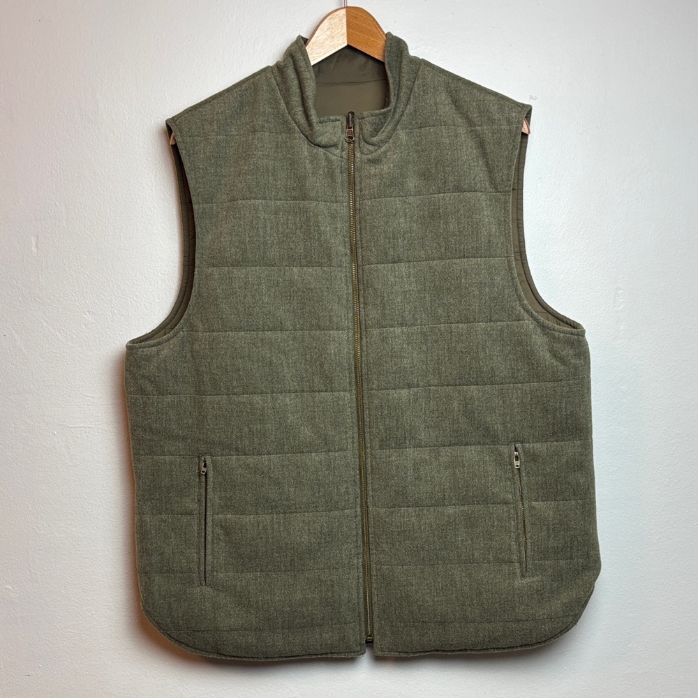 J.‎ McLaughlin Men’s Large Green Reversible Quilted Vest Jacket